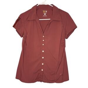Mountain Hardware Soft Maroon Gorpcore Short Sleeve Outdoor Button Down Top 8